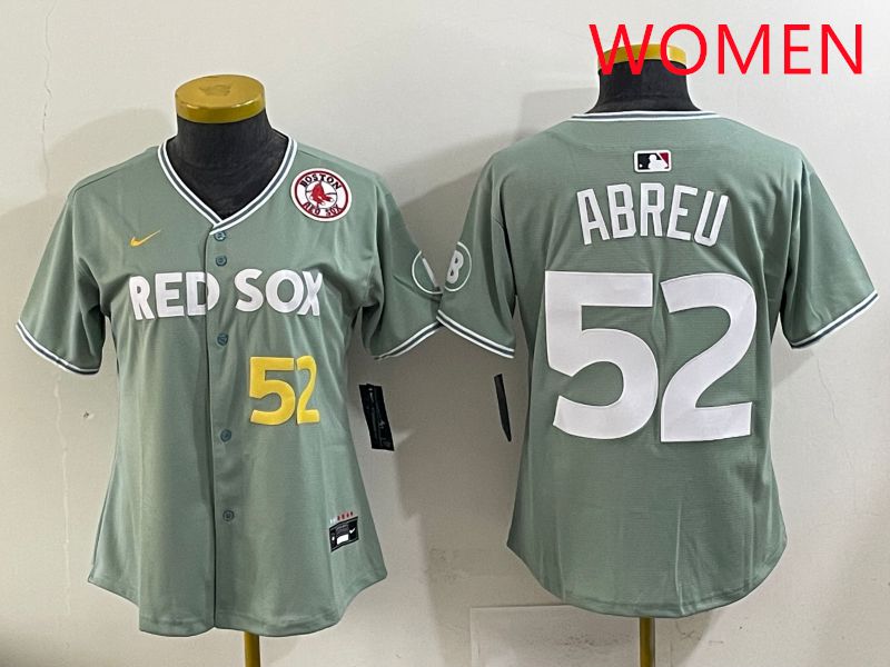 Women 2025 Boston Red Sox #52 Abreu Green Joint Name Nike MLB Jersey style 6->women mlb jersey->Women Jersey
